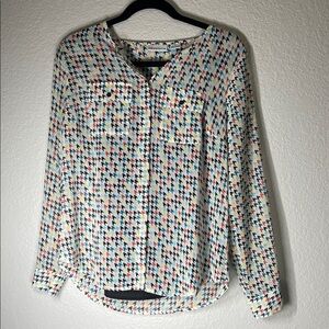 Liz Claiborne Multicolor Houndstooth Button-Front Blouse